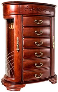 hives and honey patricia etched glass mahogany jewelry chest jewelry box