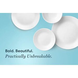 Corelle Vitrelle 38-Piece Service for 12 Dinnerware Set, Triple Layer Glass and Chip Resistant, Lightweight Round Plates and Bowls Set, Winter Frost White