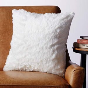 SARO LIFESTYLE Juneau Collection Faux Fur Down Filled Pillow, 20", White