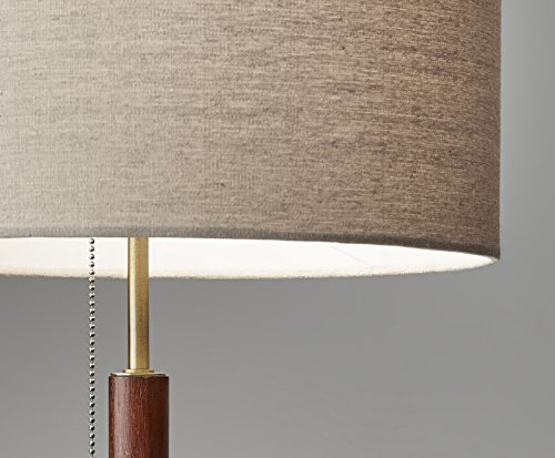 Adesso 3376-15 Hamilton Table Lamp, 26.25 in., 100W Incandescent/26W CFL, Walnut Eucalyptus Wood/Antique Brass, 1 Modern Lamp