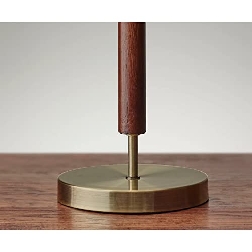 Adesso 3376-15 Hamilton Table Lamp, 26.25 in., 100W Incandescent/26W CFL, Walnut Eucalyptus Wood/Antique Brass, 1 Modern Lamp