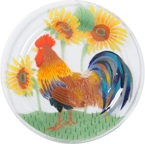 pavilion- rooster sunflower 11" round serving plate