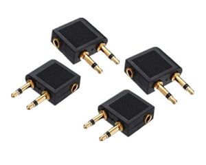 yueton pack of 4 golden plated airline airplane female to double male flight adapter for headphone stereo plug