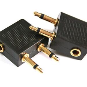 yueton Pack of 4 Golden Plated Airline Airplane Female to Double Male Flight Adapter for Headphone Stereo Plug