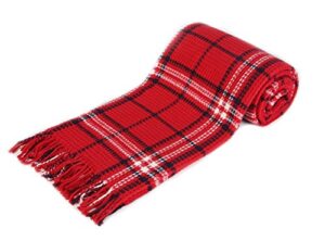arus scotch collection tartan plaid design cotton blend throw blanket, red label