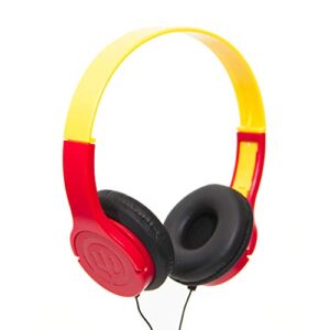 wicked audio rad rascal kids headphones with safety volume, (ketchup/mustard)