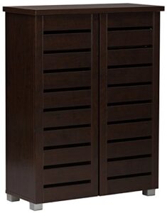wholesale interiors baxton studio adalwin modern and contemporary 2-door dark brown wooden entryway shoes storage cabinet, sc863522-wenge