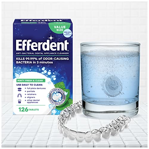 Efferdent Retainer Cleaning Tablets, Denture Cleaning Tablets for Dental Appliances, Minty Fresh & Clean, 44 Count