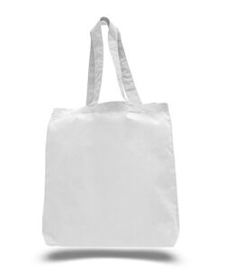 (3 pack) set of 3 cotton tote bags wholesale with bottom gusset (white)