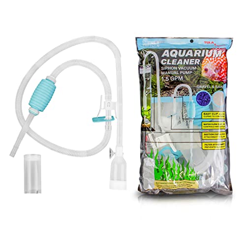 TERAPUMP TRFTCLN Aquarium Gravel Cleaner (BPA Free) Fish Tank Sand Cleaner Aquarium Gravel Cleaner with Long Nozzle & Water Flow Controller, (10-20 Gallon Tank)