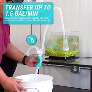 TERAPUMP TRFTCLN Aquarium Gravel Cleaner (BPA Free) Fish Tank Sand Cleaner Aquarium Gravel Cleaner with Long Nozzle & Water Flow Controller, (10-20 Gallon Tank)