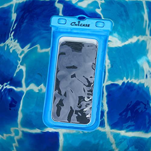 CaliCase Universal Waterproof Floating Phone Pouch - IPX8 Waterproof Floating Phone Case with Lanyard for iPhone X-14/ S20-S23/ Pixel 1-7 - Yellow