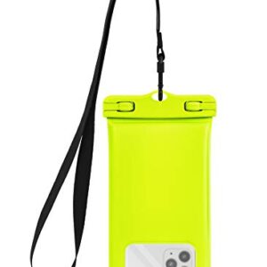 CaliCase Universal Waterproof Floating Phone Pouch - IPX8 Waterproof Floating Phone Case with Lanyard for iPhone X-14/ S20-S23/ Pixel 1-7 - Yellow