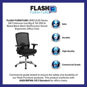 Flash Furniture HERCULES Series 24/7 Intensive Use Big & Tall 350 lb. Rated Black Mesh Multifunction Swivel Ergonomic Office Chair