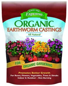 espoma organic earthworm castings – use indoors and outdoors for roses, flowers, vegetables, trees, shrubs & houseplants. 3 lb. bag – pack of 1. for organic gardening.