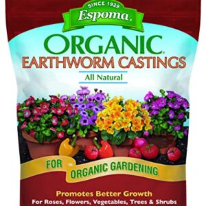 Espoma Organic Earthworm Castings – Use Indoors and Outdoors for Roses, Flowers, Vegetables, Trees, Shrubs & Houseplants. 3 lb. Bag – Pack of 1. for Organic Gardening.