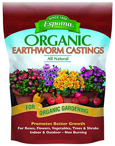 Espoma Organic Earthworm Castings – Use Indoors and Outdoors for Roses, Flowers, Vegetables, Trees, Shrubs & Houseplants. 3 lb. Bag – Pack of 1. for Organic Gardening.