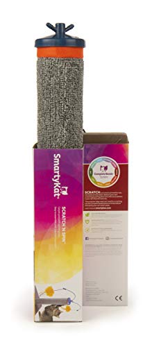 SmartyKat Scratch 'N Spin Carpet Cat Scratching Post with Spinning Wand Toys - Gray, One Size