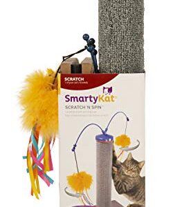 SmartyKat Scratch 'N Spin Carpet Cat Scratching Post with Spinning Wand Toys - Gray, One Size