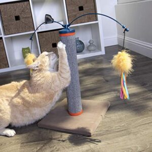 SmartyKat Scratch 'N Spin Carpet Cat Scratching Post with Spinning Wand Toys - Gray, One Size