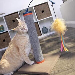 SmartyKat Scratch 'N Spin Carpet Cat Scratching Post with Spinning Wand Toys - Gray, One Size