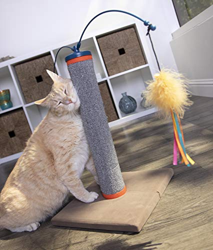 SmartyKat Scratch 'N Spin Carpet Cat Scratching Post with Spinning Wand Toys - Gray, One Size