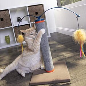 SmartyKat Scratch 'N Spin Carpet Cat Scratching Post with Spinning Wand Toys - Gray, One Size