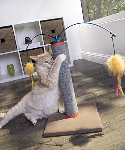 SmartyKat Scratch 'N Spin Carpet Cat Scratching Post with Spinning Wand Toys - Gray, One Size