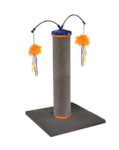 SmartyKat Scratch 'N Spin Carpet Cat Scratching Post with Spinning Wand Toys - Gray, One Size