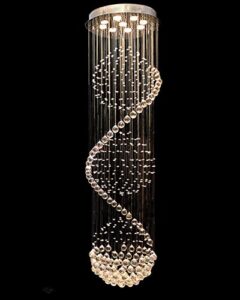 crystal chandeliers modern spectacular spiral sphere raindrop chandelier k9 crystal ceiling light fixture for living room hotel hallway foyer entryway staircase chandelier romantic deco 20 inch x 71 inch of crystop