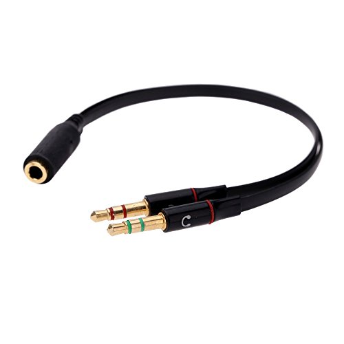 Damomon Black 4 Pin 3.5mm Female To 2 x 3 Pin 3.5mm Male Headset Splitter Adapter