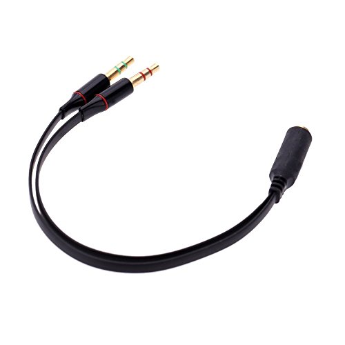 Damomon Black 4 Pin 3.5mm Female To 2 x 3 Pin 3.5mm Male Headset Splitter Adapter