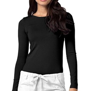 Adar Uniforms Underscrubs for Women, Long Sleeve Underscrub Comfort Tee, 2900, Black, S