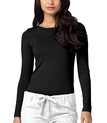 Adar Uniforms Underscrubs for Women, Long Sleeve Underscrub Comfort Tee, 2900, Black, S