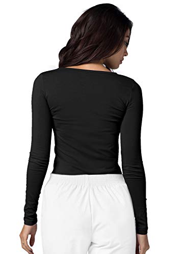 Adar Uniforms Underscrubs for Women, Long Sleeve Underscrub Comfort Tee, 2900, Black, S