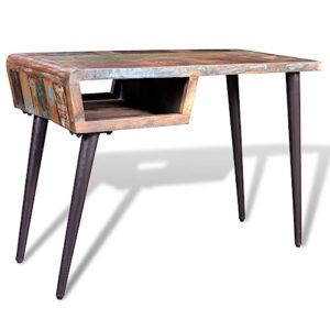 vidaXL Rustic Home Office Desk Workstation Writing Table Reclaimed Wood w/ Iron Legs