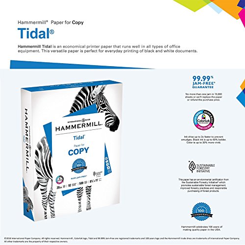 Hammermill Tidal MP Copy/Laser/Inkjet Paper, 92 Brightness, 20lb, 11 x 17, 500 Sheets