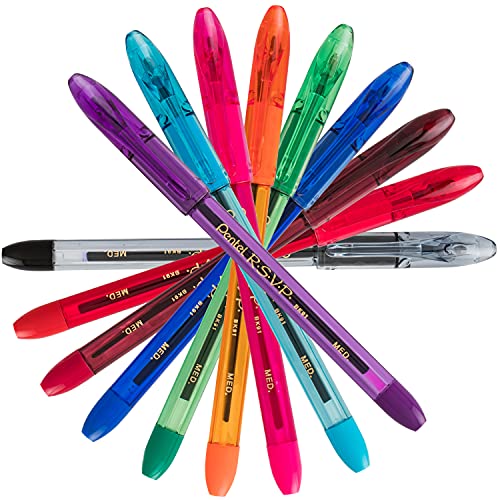 Pentel R.S.V.P. Ballpoint Pen, Medium Point, Assorted Ink Colors, 8 Pack (BK91CRBP8M)