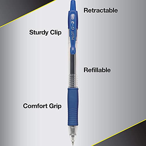 PILOT G2 Premium Refillable and Retractable Rolling Ball Gel Pens, Extra Fine Point, Blue Ink, 12-Pack (31003)