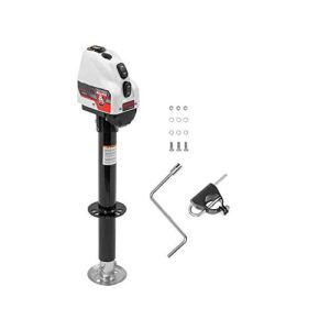 bulldog 500200 powered drive a-frame tongue jack with spring loaded pull pin - 4000 lb. capacity (white cover)