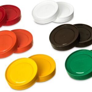 Carlisle FoodService Products Stor N' Pour Plastic Replacement Cap, Container Cap, Bar Supplies With Color Cordinated For Bar, 3.5 Diameter, Assorted, (Pack of 12)