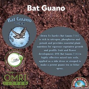 Down to Earth Organic Bat Guano Fertilizer Mix 7-3-1, 4oz