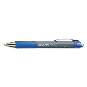universal one roller ball retractable gel pen, blue ink, medium, dozen