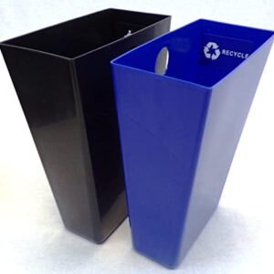 Hospitality Source Black Leatherette Recycle Waste Bin with Dual Liners for Home or Office. 14.5 Quart Capacity.