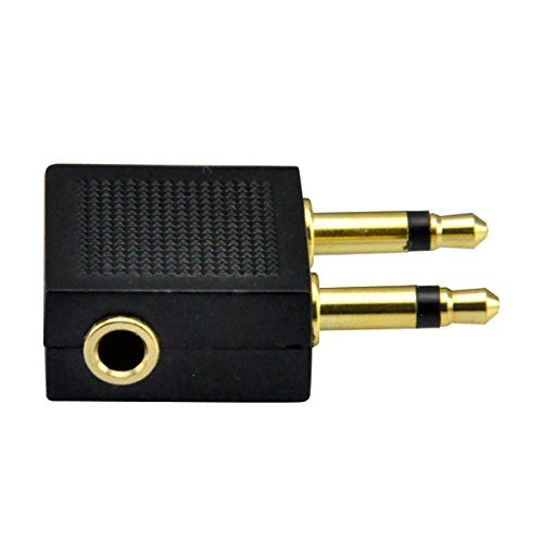 UCEC Airplane Headphone Adapter, 3.5mm Airplane Adapter for Headphones, Golden Plated Airline Headphone Adapter for in-Flight Entertainment System, 2 Pack
