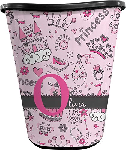 RNK Shops Princess Waste Basket - Single Sided (Black) (Personalized)