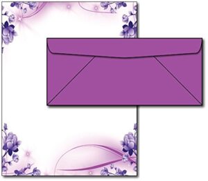 purple passion stationery paper & envelopes - 40 sets