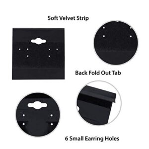 Super Z Outlet Black Velvet Plastic Display Cards for Earrings, Jewelry Accessories, 2" x 2" (100 Pk)