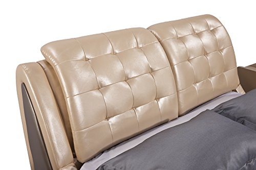 Container Direct Platform Bed With Tufted Headboard, California King, Pearl Gold/Gray