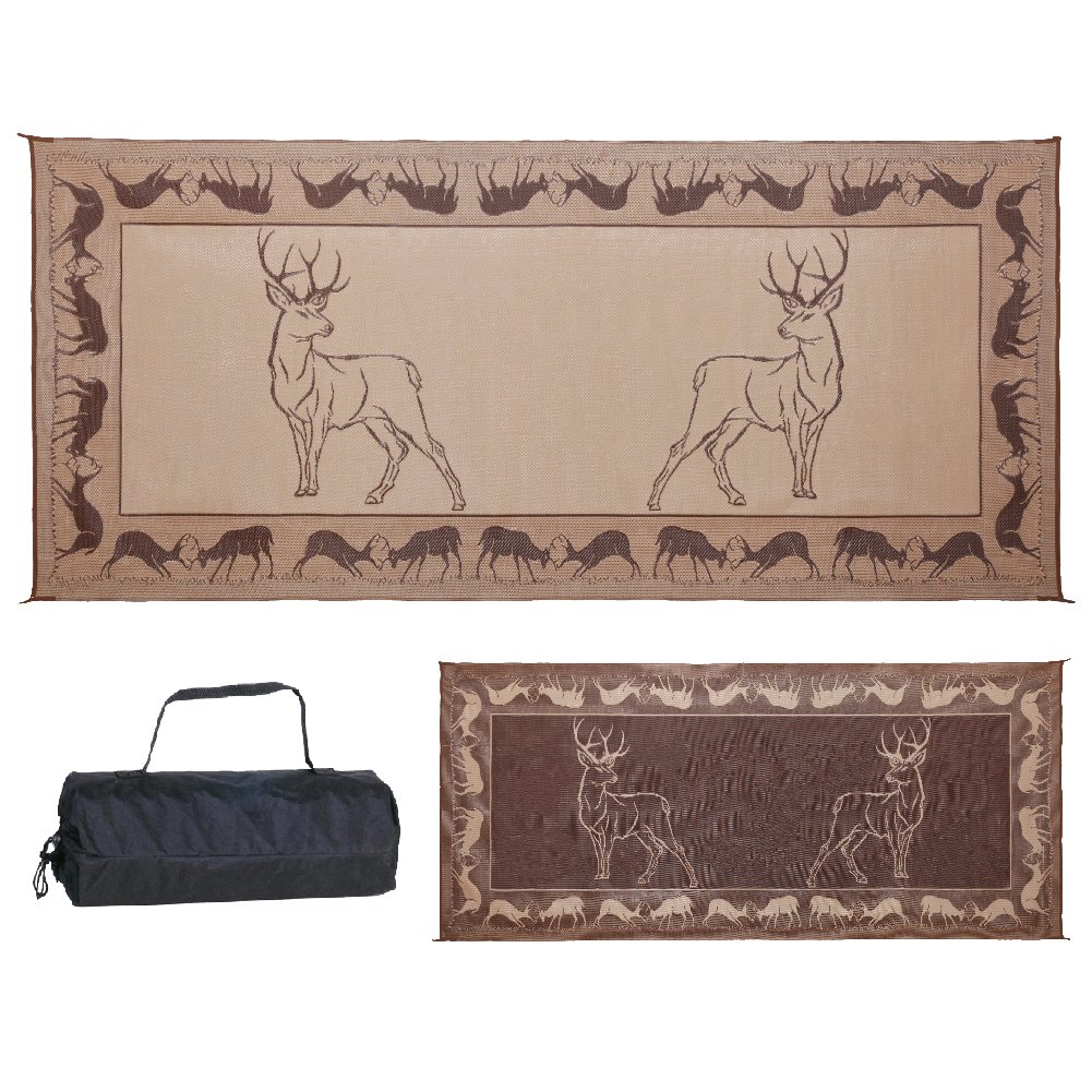 Stylish Camping PE1 Black /Brown/Beige 8-Feet x 18-Feet Deer Mat